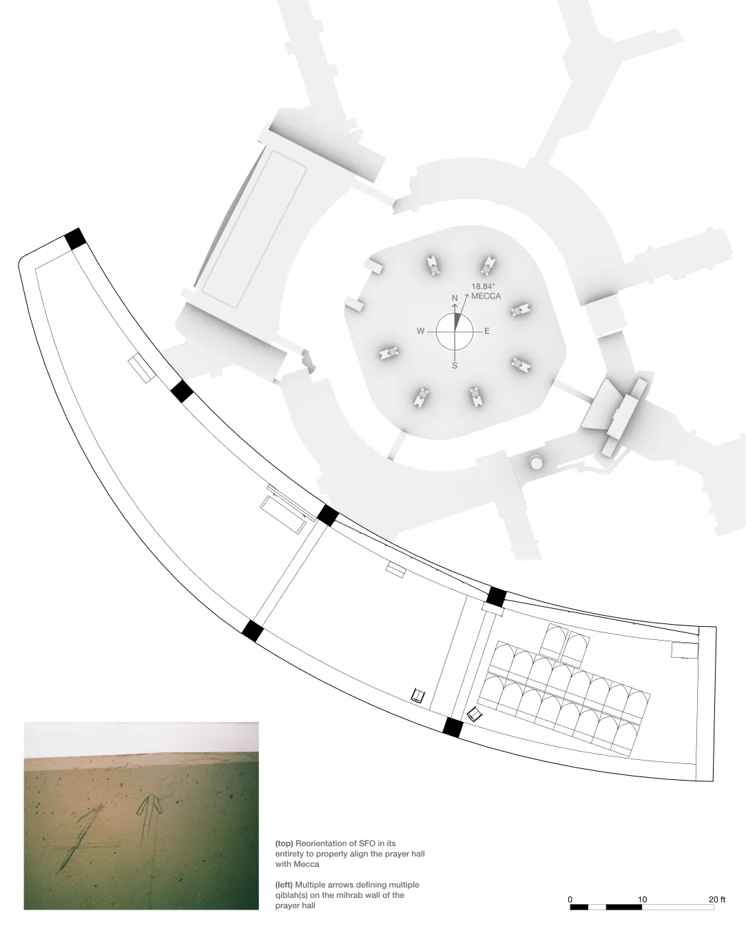 SFOIC: The Interstitial Mosque plan oriented towards qiblah