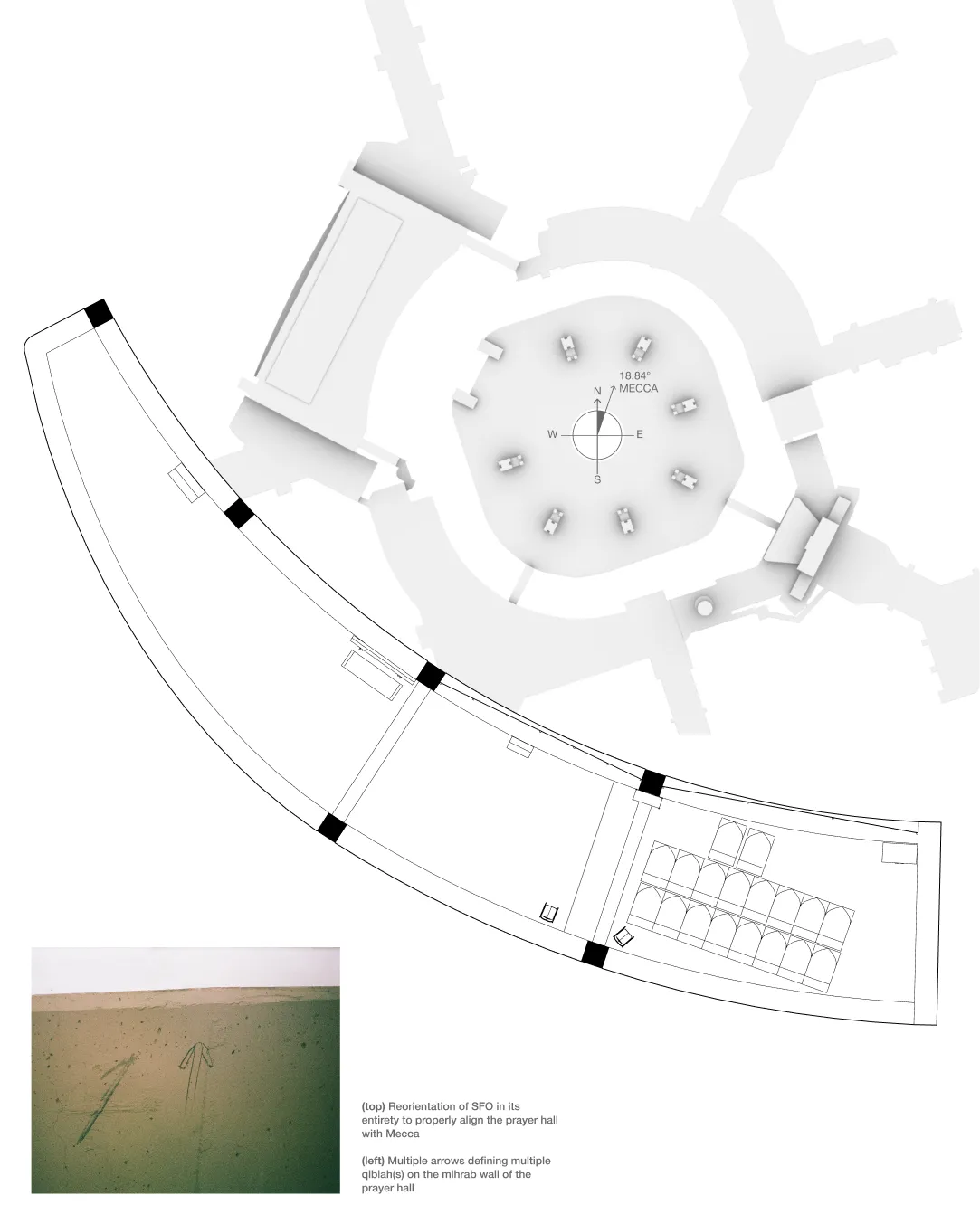 SFOIC: The Interstitial Mosque plan oriented towards qiblah